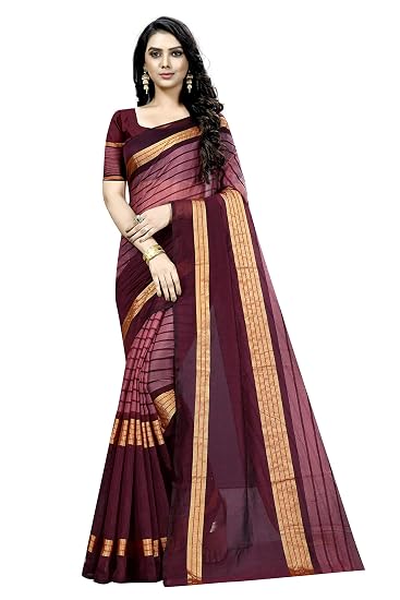 GLE Cotton Blend Banarasi Sarees With Blouse, For All Occasions, Ideal For Women & Girls (MORE THAN 20 DESIGNS)