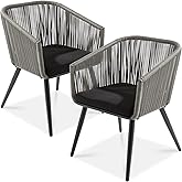 Best Choice Products Set of 2 Patio Dining Chairs, Outdoor Seating Set for Backyard, Poolside, Balcony, Indoor Use w/Woven Wi