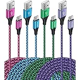 [4Pack/6FT] USB Type C to USB A Cable, 3A Fast Charging Long Android USBC Phone Power Charger Braided Cord for Samsung Galaxy