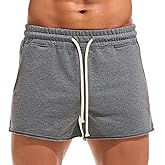AMY COULEE Mens Workout Shorts 3 inch Cotton Gym Shorts Casual Lounge Short Pants with Pockets