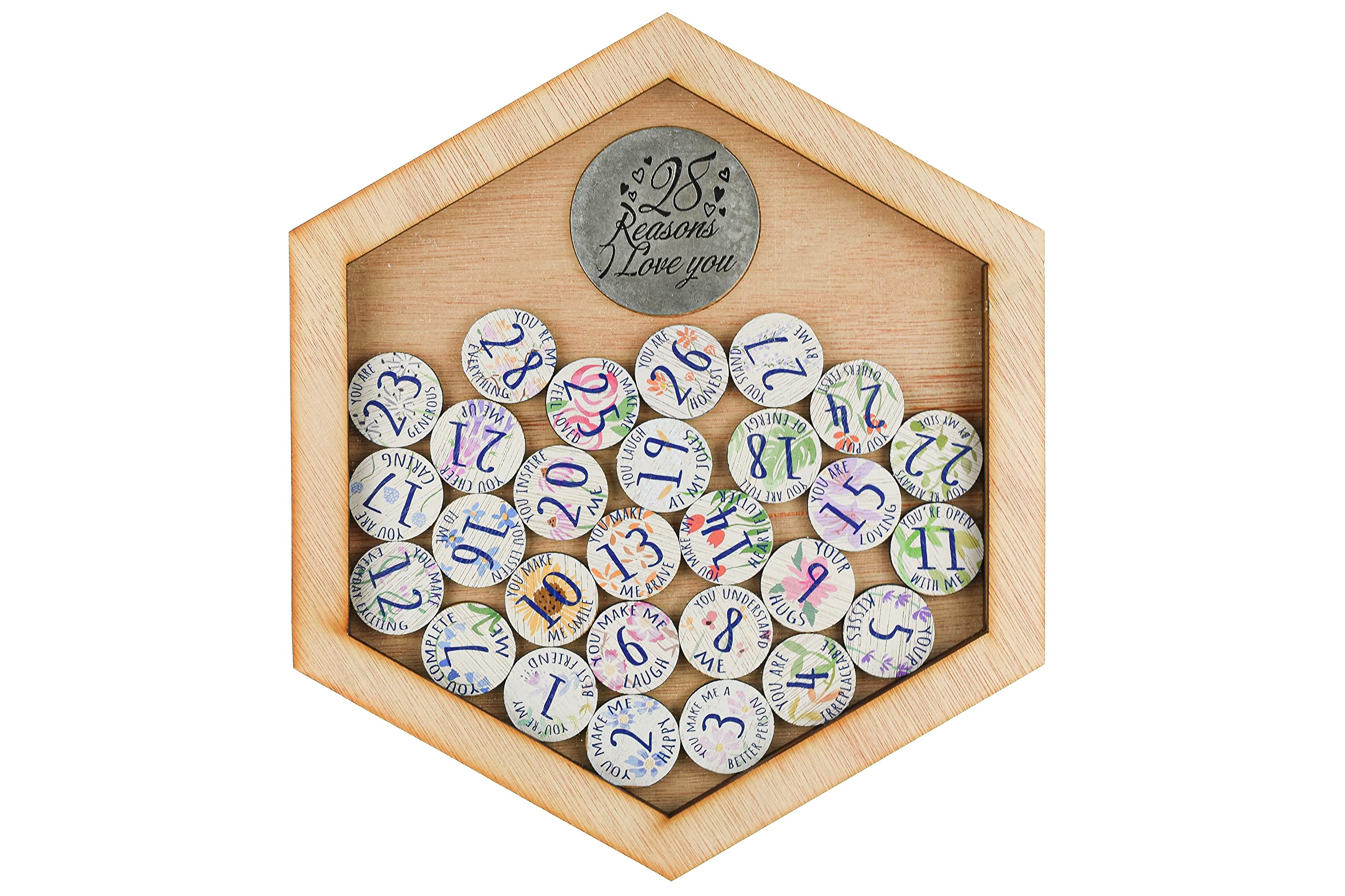 21st Anniversary 21 Reasons I Love You Wooden Wall Frame - Full Colour Love Tokens