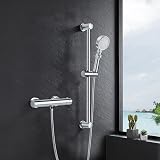 kisimixer Thermostatic Shower Mixer with Adjustable Riser Kit Chrome view 7