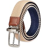 DOCKERS mens Reversible Stretch Fabric Braid Belt - Summer Belt, Golf Belt, Nautical