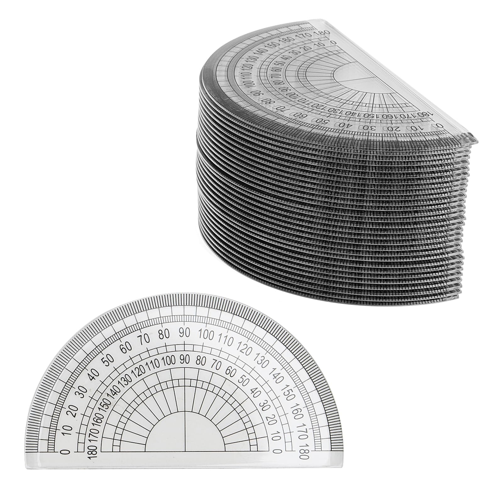 MUKCHAP 30 Pack Clear Plastic Protractor, 4 Inch/10cm 180 Degree Protractor for Angle Measurement