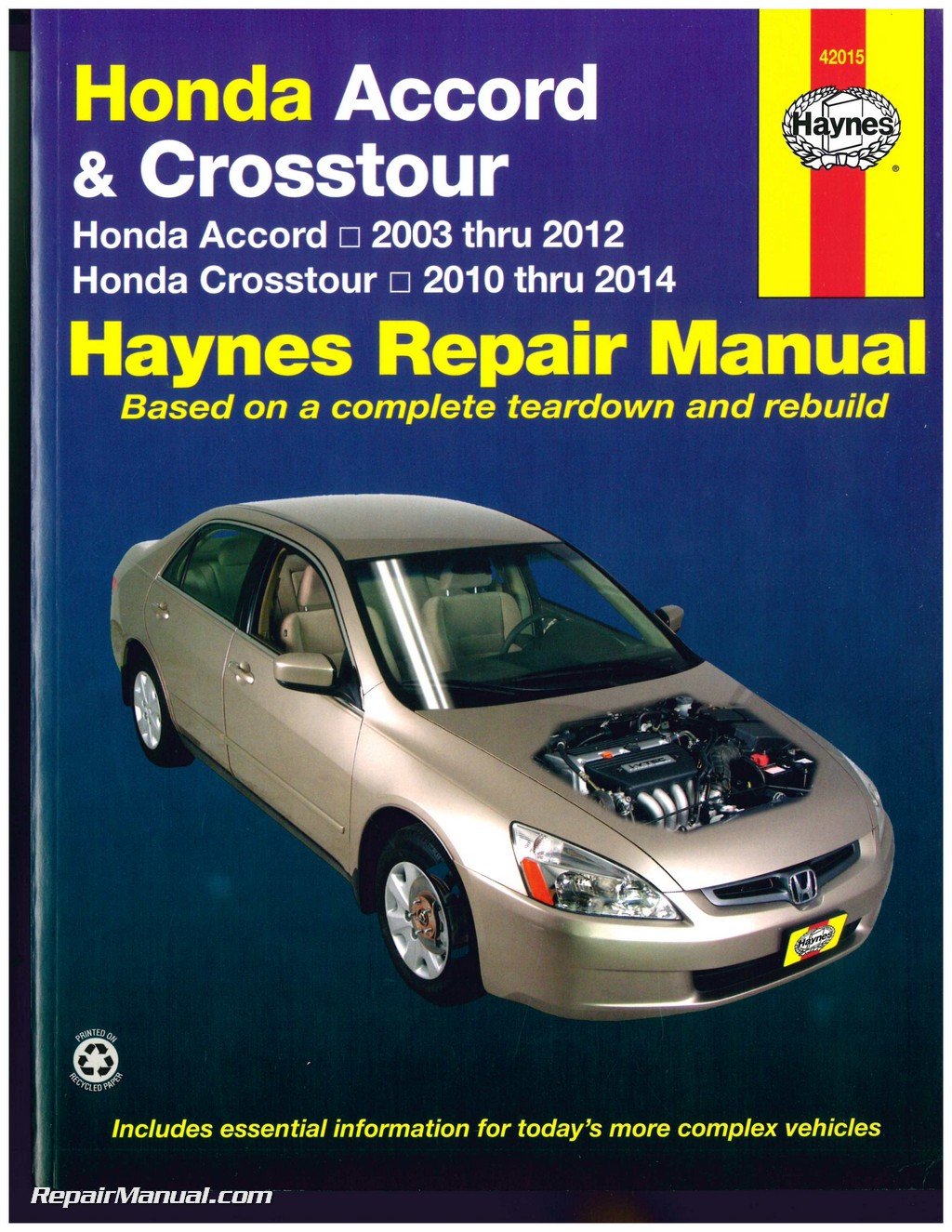 H42015 Honda Accord 2003-2012 Crosstour 2010-2014 Haynes Automotive Service  Manual Paperback – 2004