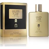 GOLDEN FLAME for Men Inspired by P.R. 1 Million, Spicy Cologne, 3.4 oz | Notes of grapefruit, mint, cinnamon, rose, amber, leather. Warm spicy scent for a night out. Long lasting EDT. 100ml