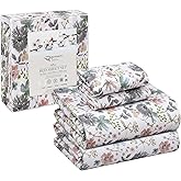 RUVANTI 100% Cotton Sheets – Queen Size Percale Bedding, Cooling & Breathable Floral Design, Durable with a Crisp, Soft & Comfortable Feel, 16" Deep Pocket, 4-Piece Set, Dandelion Field