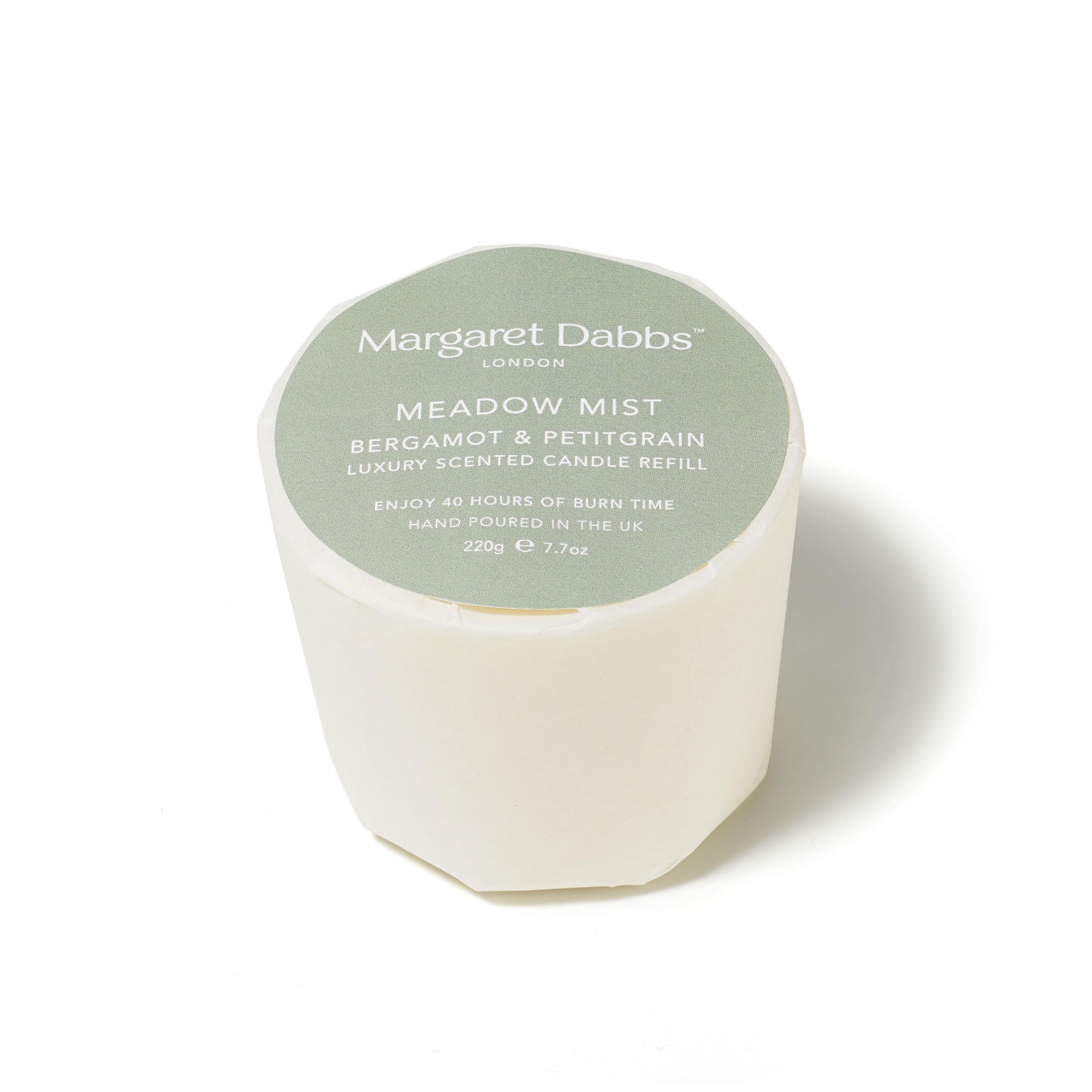 Margaret Dabbs Meadow Mist Luxury Scented Candle Refill- Bergamot & Petitgrain, 220g