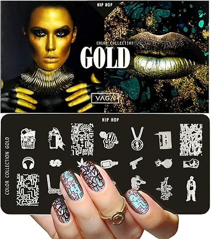vaga hip hop placa para decoracion de unas con 21 disenos plantilla para nail art stamping herramienta perfecta para estampar y hacer manicure