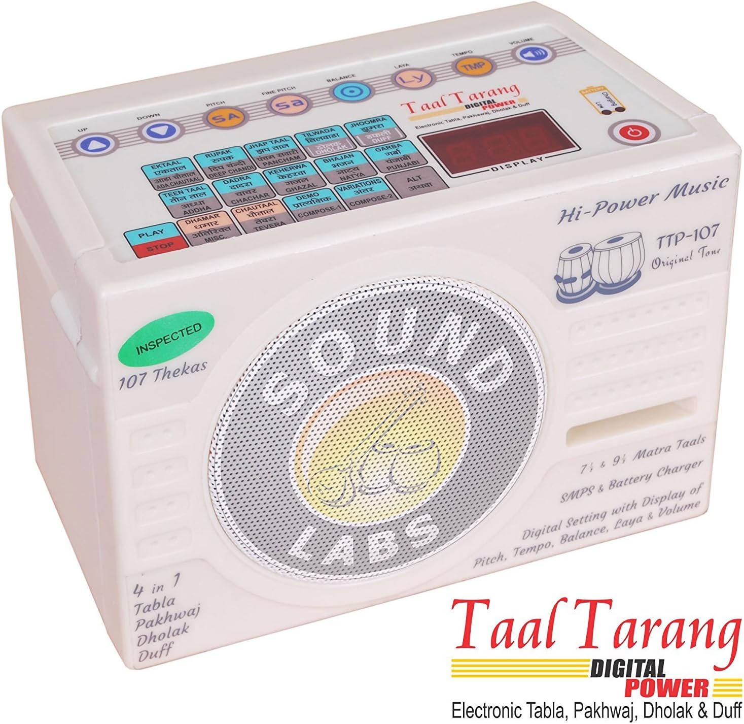 Taal Tarang POWER Electronic Tabla by Sound Labs With Bag, Manual (PDIHC) Musical