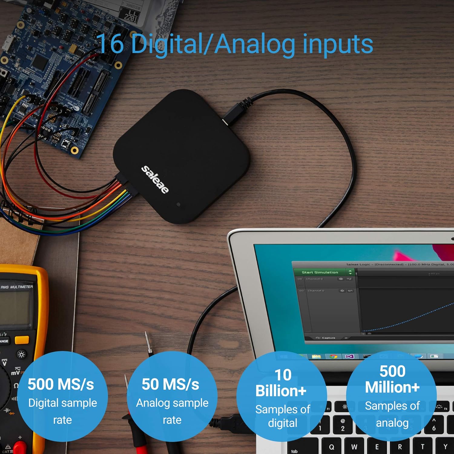 Logic Pro 16 (Black) Saleae 16Channel Logic Analyzer BigaMart
