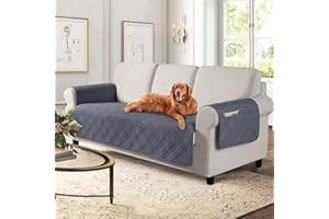 TAOCOCO Waterproof Couch Covers for Pets Dogs with Non Slip Backing, Sofa Seat Covers with Side Pocket for 3 Cushion Couch Washable Dog Couch Cover Protector Sofa Slipcovers(Sofa, Dark Grey)