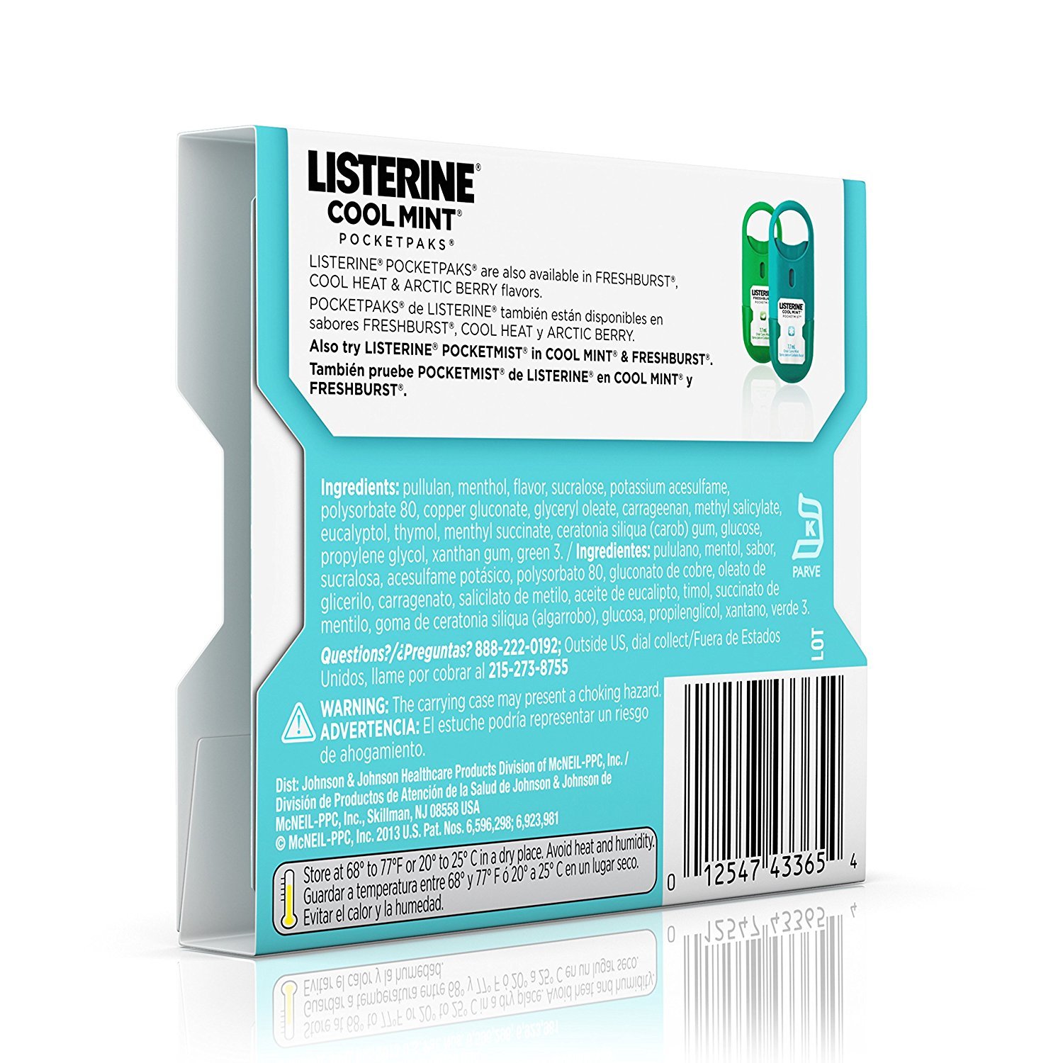 Listerine Cool Mint Pocketpaks Breath Strips Kills Bad Breath Germs, 24
