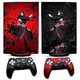 PS5 Skins for Console Disc Version and 2 Controllers - Anime PS5 Skin Cover, Red/Dark PlayStation 5 Skin from Sturdy Vinyl - Fade- and Scratch-Resistant PlayStation 5 Cover for Console Stylish Upgrade