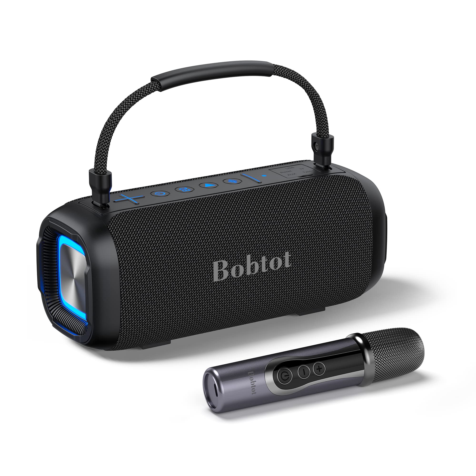 Photo 1 of Portable Karaoke Machine for Adults, Speaker with Microphone Wireless, IPX6, Speaker with Lights, Deep Bass, Three Echo Levels, Indoor and Outdoor EQ, Stereo Sound, Supports AUX, TF, USB