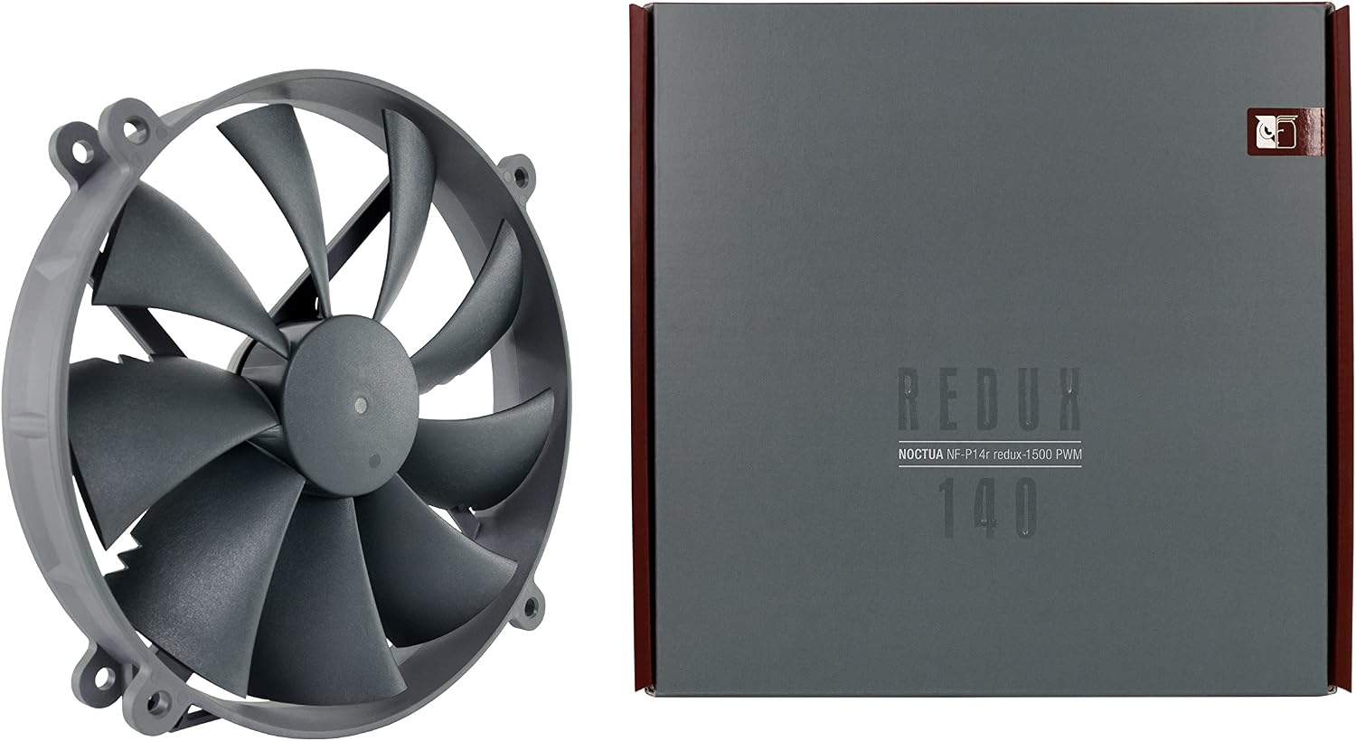 Noctua NF-P14r redux-1500 PWM, High Performance Cooling Fan, 4-Pin, 1500 RPM (140mm, Grey), 140x140x25mm round - Image 4