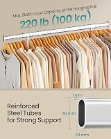 SONGMICS Heavy Duty Clothes Rail on Wheels 100 kg Extendable Rail 92-132 cm view 3