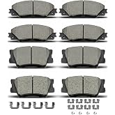 Front Rear Ceramic Brake Pads w/Clips for Pontiac Vibe,Toyota Matrix,RAV4 | D1211 D1212 For 2009-2010 Pontiac Vibe,2009-2013 Toyota Matrix,2006-2018 Toyota RAV4,8pcs,Squeal Free Low Dust