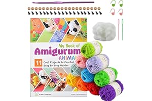 MIRA HANDCRAFTS Crochet kit for Beginners | Learn to crochet Animals from Step-by-step amigurumi guide book | Includes 32 colored yarn skeins (700 yards), Crochet Hook, Needles, Fiber Stuffing, and other Accessories