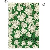 AVOIN colorlife St Patricks Day Garden Flag 12x18 Inch Double Sided Outside, Green Shamrock Lucky Clover Holiday Yard Outdoor Flag