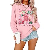 ASTANFY Merry Christmas Sweatshirts For Women: Christmas Tree Graphic Sweatshirts Grinch Long Sleeve Shirt