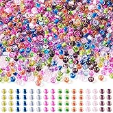 FASHEWELRY 100G Mixed Color Glass Seed Beads 4mm Transparent Crystal Pony Beads Half Plated Silver Lined Seed Beads for Friendship Bracelet Jewelry Making
