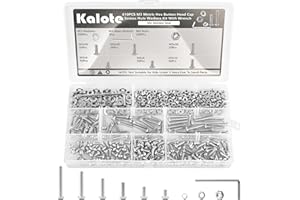 KALOTE Metric Screws Assortment, 610 Pcs M3 Screw Kit, Suitable for 3D Printer DIY, M3*6mm/8mm/12mm/16mm/20mm 304 Stainless Steel Hex Button Head Cap Bolts Nuts Kit with 1Pcs Allen Wrench