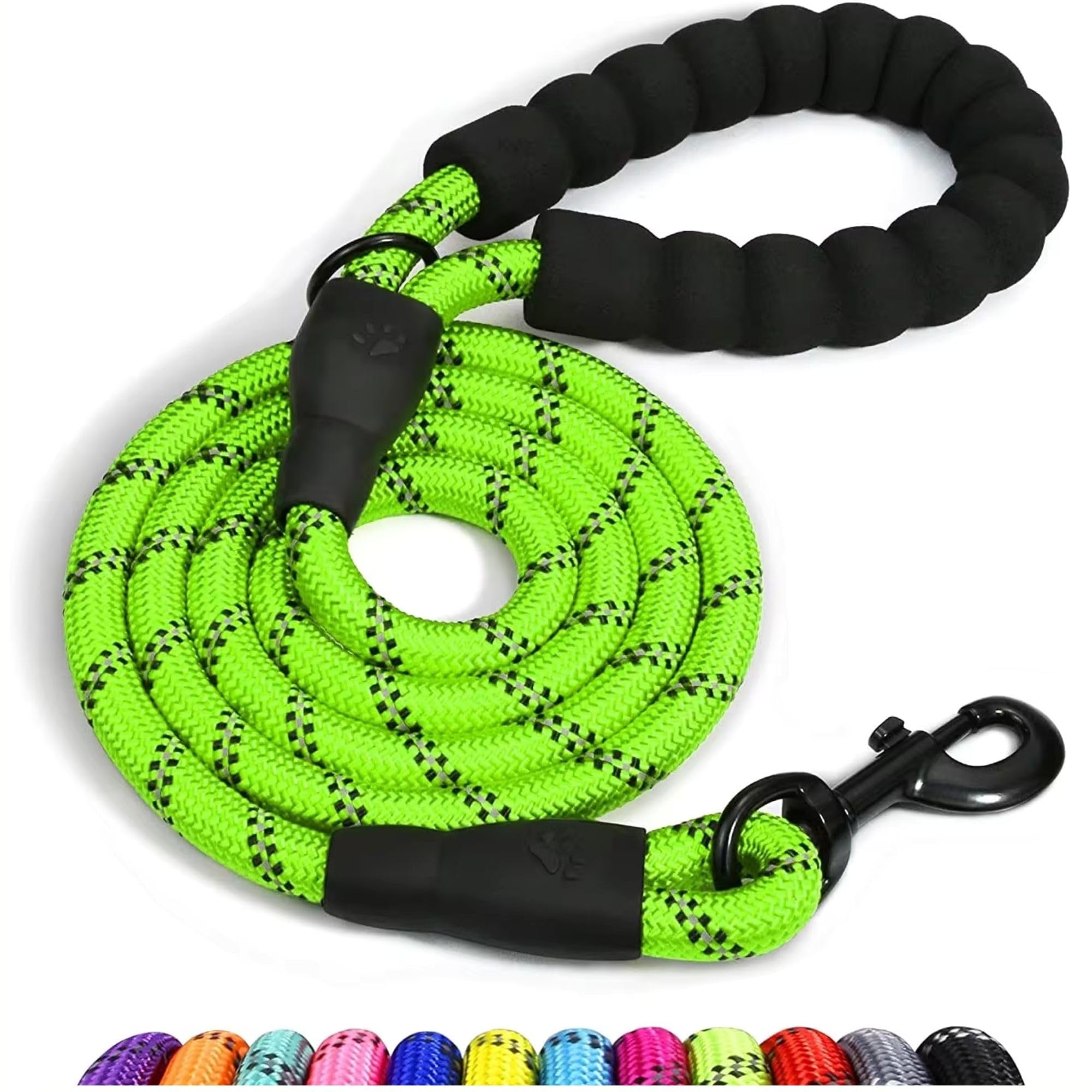 Spanner In The Works® | Green Dog Lead - Reflective Leashes, 1.5 Metre Long, Thick 13mm Anti Pull Dog Leash | Comfort Handle, Bright Green Dog Leads, Strong 360 Swivel