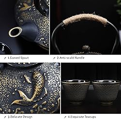 Ufine Koi Fish Cast Iron Teapot Set Stove Top Tea
