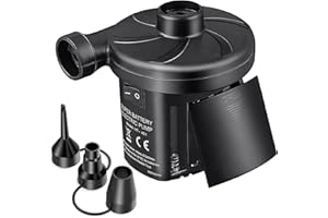 sanipoe Battery Powered Air Mattress Pump, Electric Quick-Fill Blower Portable Inflator Deflator for Inflatables Raft Bed Boat Pool Toy, Black