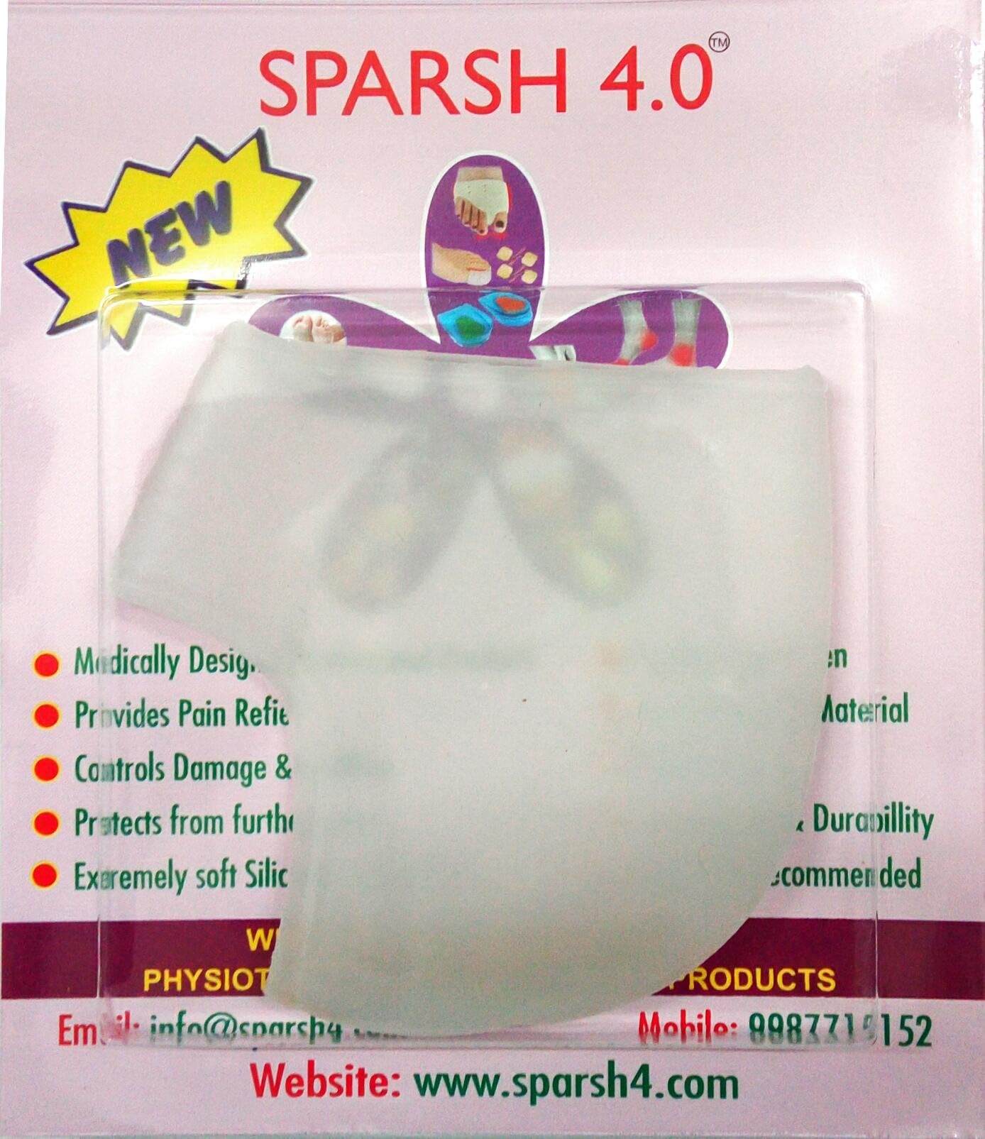 Sparsh 4.0 Silicon Gel Heel Protector For Heel And Foot Pain, Calcaneal Spur, Plantar Fascitis Universal Transparent