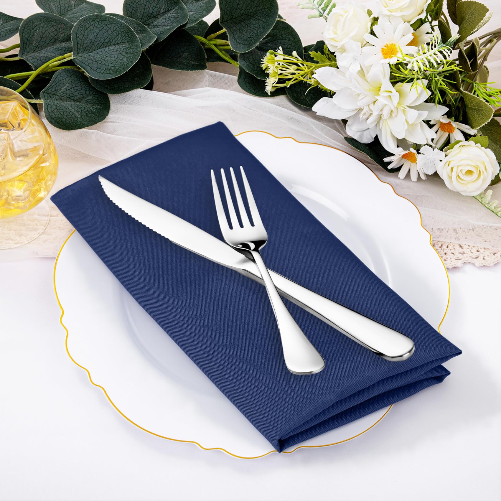 Condition photo showing As Is for supero set of 80 cloth napkins 17 x 17 inch, polyester solid washable dinner napkins with hemmed edg
