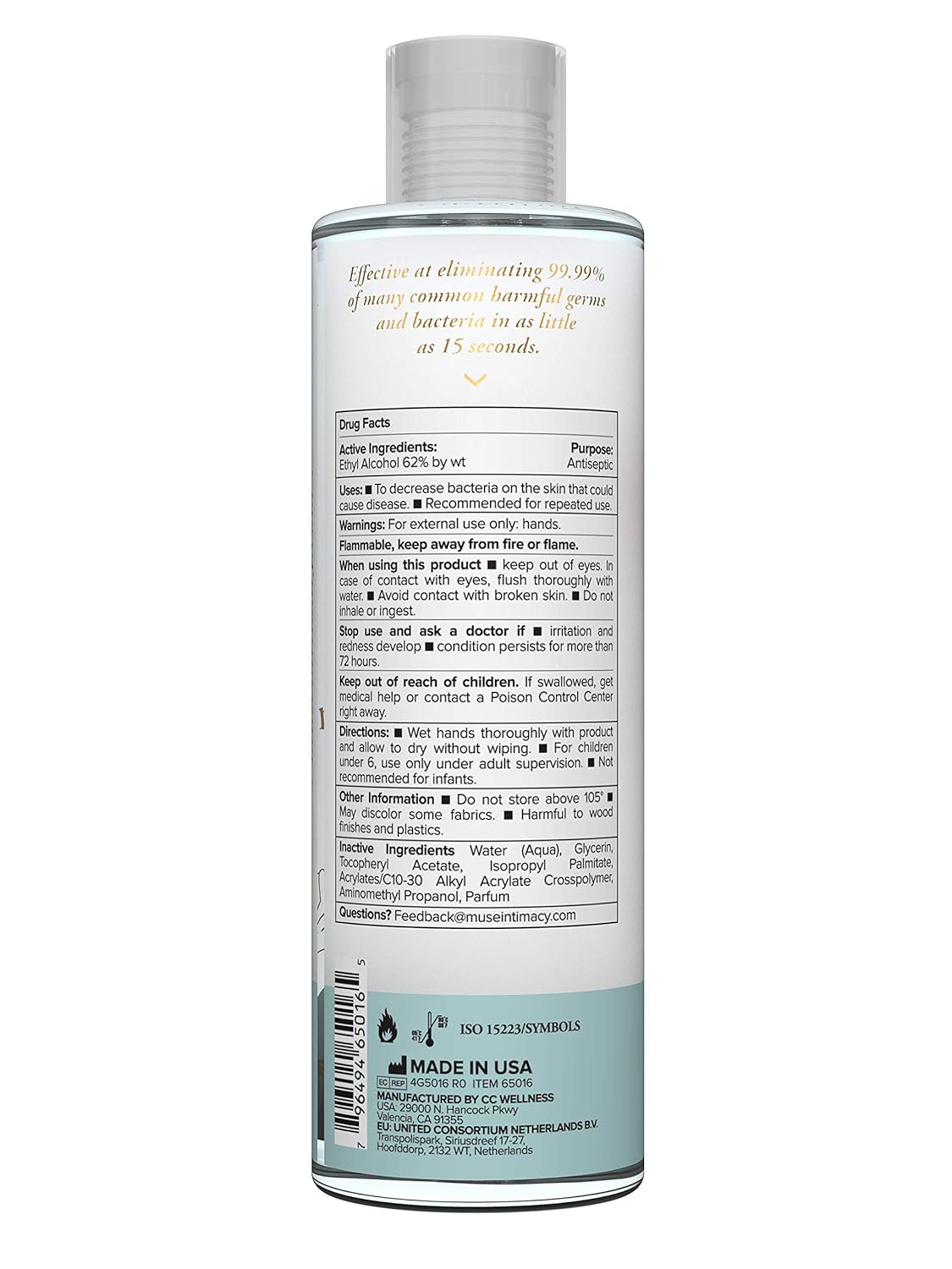Muse Hand Sanitizer - Kills 99.9% of the germs (62% Alcohol, 8 Ounce) : Beauty