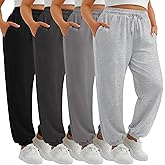 JoyMotion 4 Pack Women's Plus Size Sweatpants, Drawstring Loose Fit Joggers Pants Comfy Casual Athletic Pants with Pockets