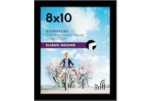 Americanflat 8x10 Picture Frame with Shatter-Resistant Glass - Signature Collection - Gallery-Style Frames Made of Engineered Wood - Photo Frame for Tabletop and Wall Display - Black