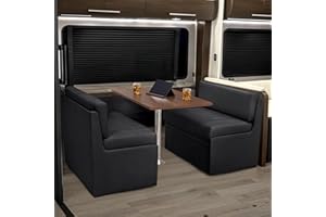 Qualitex Ethos RV Dinette, Bed with Storage and Oak Table, Ultimate Leather, Black