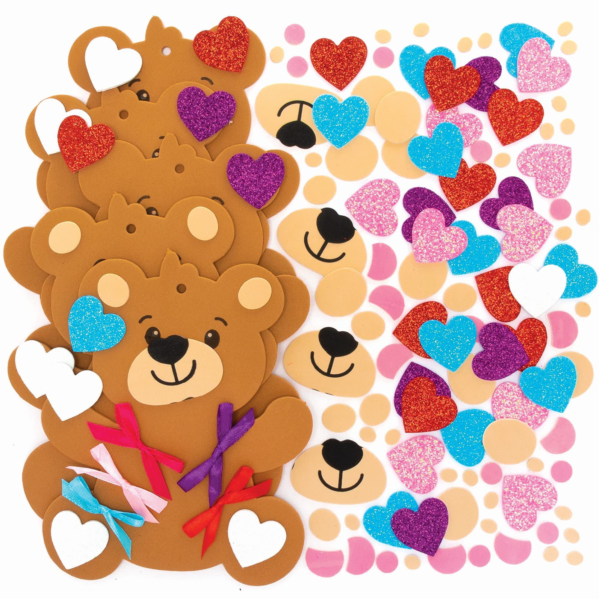 Baker Ross Love Bear Heart Decoration Kits-Pack of 5, Valentines Crafts for Kids (FC415), Assorted โ image 1
