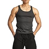Ouber Men's Ribbed Gym Tank Top Fitness Workout Muscle Sleeveless Bodybuilding Shirt