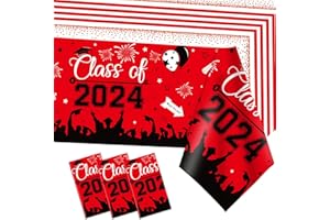 DUAIAI Graduation Decorations Class of 2024, 3 Pack Large Size Class of 2024 Sign Graduation Tablecloth, 54"x108" Plastic Graduation Party Table Cover Decorations- Red