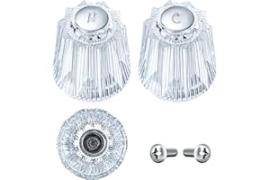 Enhon Shower Faucet Handle Replacement, Compatible with Price Pfister Contessa and Windsor Tub and Shower Faucets, Hot and Cold Knob Replacement, Clear Acrylic (2 Piece)