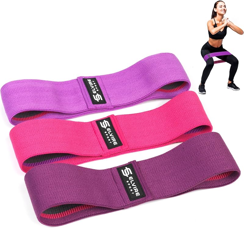 Elvire Sport Fabric Resistance Bands Set of 3 Booty Bands for Women