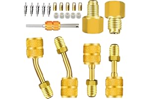 AutoWanderer Tool R410A Adapter for Mini Split System Air Conditioner HVAC 5/16” Female to 1/4” Male Flare, R134A Refrigerant Tank Adapter to R12 R22 Adapter, Vacuum Pump Adapter 1/4” to 1/2”