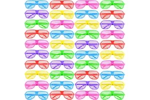 54 Pack Plastic Shutter Shade Glasses,80's Slotted Sunglasses Eyewear Party Favors and Party Props for Kids Teens Adults
