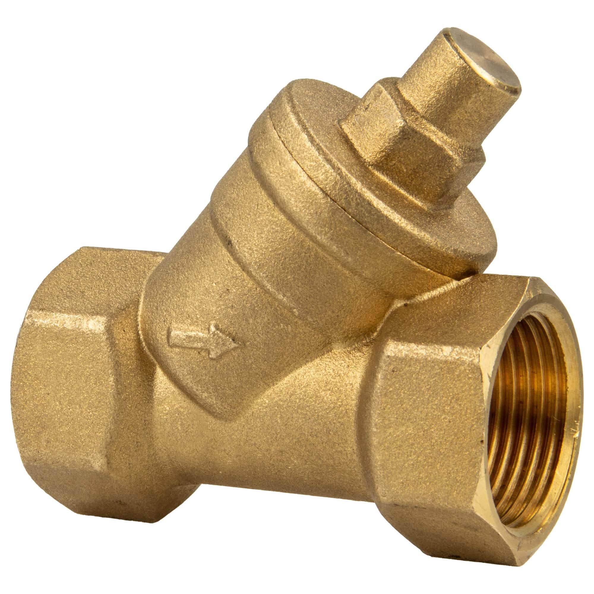 tecuro Angled Seat Check Valve Rp 1 1/4 (5/4) Inch (DN 32) - Sleeve Connection - Untreated Brass - 274114