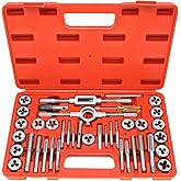Axelord 40PCS Tap and Die Set, Metric Screw Threads M3, M4, M5, M6, M7, M8, M10, M12, Both Coarse and Fine Types | Essential 