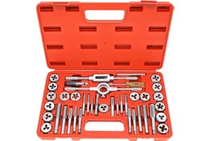 Axelord 40PCS Tap and Die Set, Metric Screw Threads M3, M4, M5, M6, M7, M8, M10, M12, Both Coarse and Fine Types | Essential 