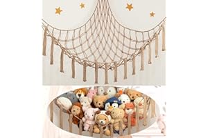 MIROLAM Stuffed Animal Storage Hammock or Net Corner - Large Toy Hammock Net for Stuffed Animals Room Decor - Cute Stuff Animal Organizer Plush Holder - Kids Baby Nursery Essentials Wall Bedroom Home Decor