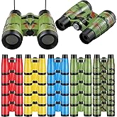 25 Pack Binoculars for Kids 6+ Years Old, with Compass and Neck String Toddler Toy Binoculars Gift Set for Camping Adventure, Party Favor, Red, Yellow, Camo, Green, Blue