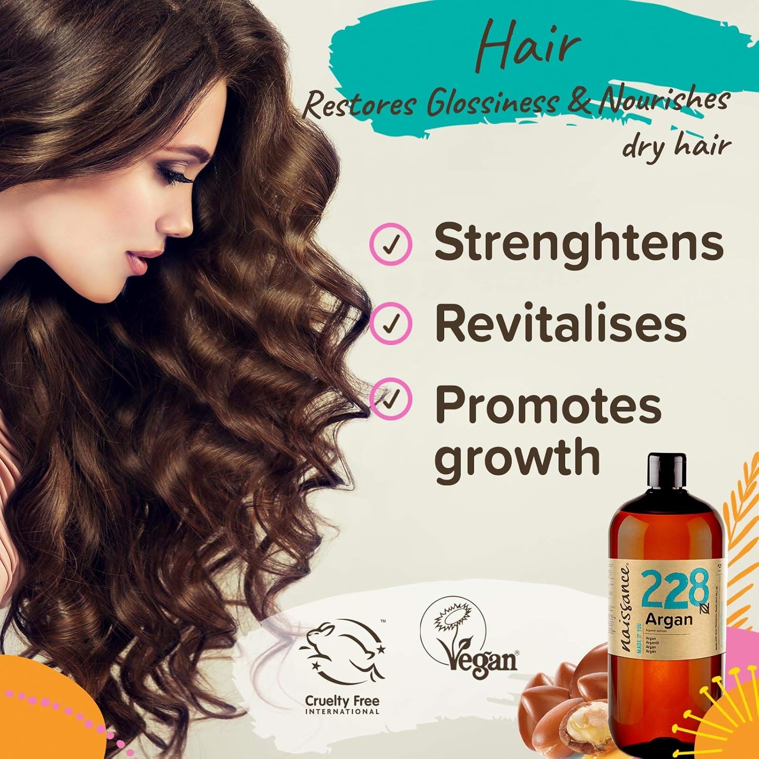 Naissance Argan Oil (no. 228) 900ml, Natural Growth Hair Mask, Anti-Ageing, Antioxidant, Vegan, Growth, Hexane Free, No GMO - Image 5