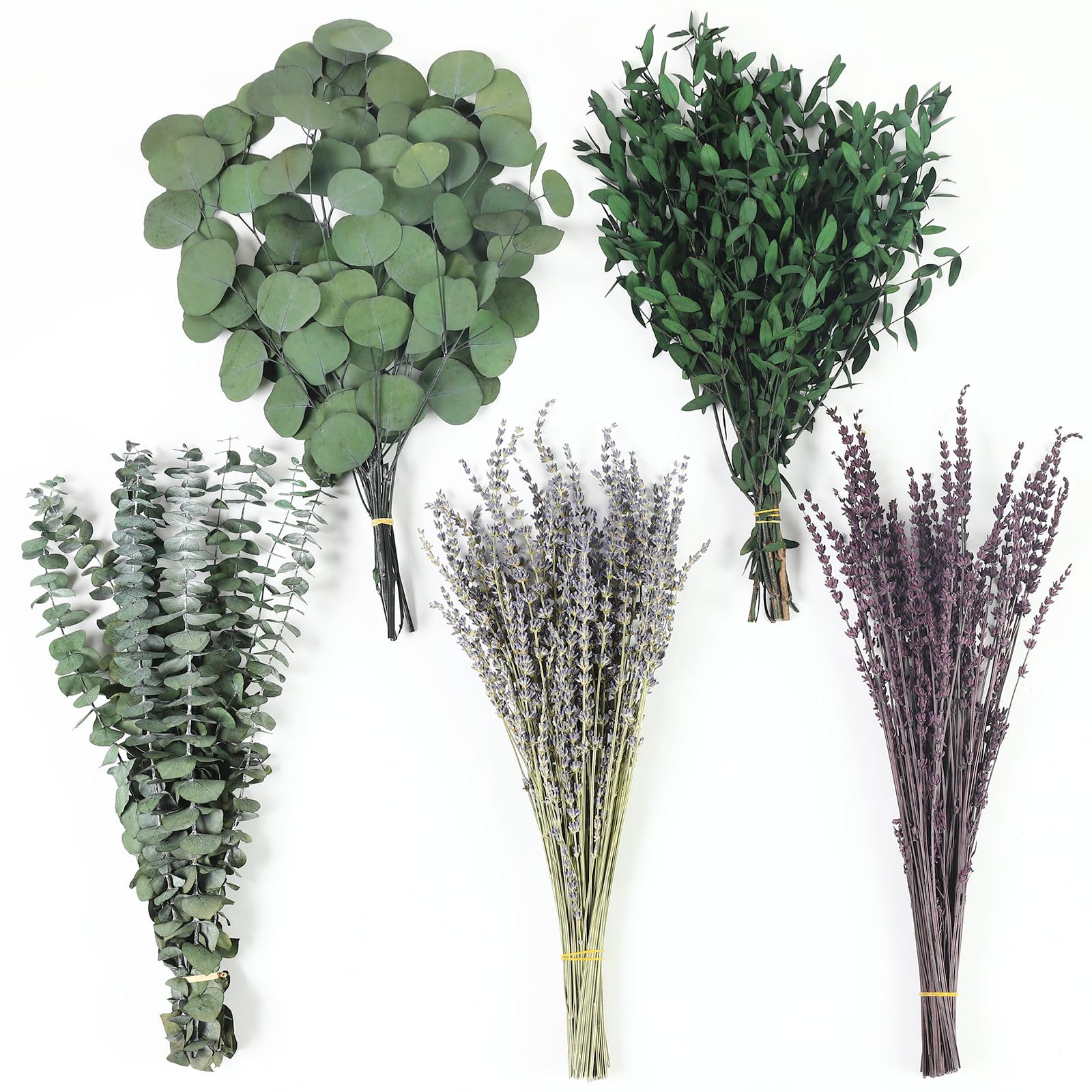 Photo 1 of 120+ Pcs Mixed Dried Eucalyptus & Lavender Flowers for Shower, Preserved Natural Eucalyptus Leaves for Wall Hanging, Plant Fragrance, Dried Florals for Vase Fillers, Wedding, Green Bathroom Decor
